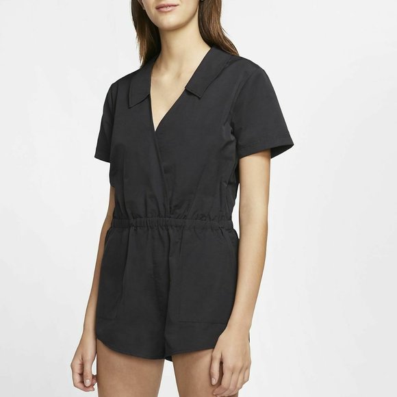 Hurley Pants - Hurley X Womens Coastal Solid Short Sleeve Black Romper Size Medium *